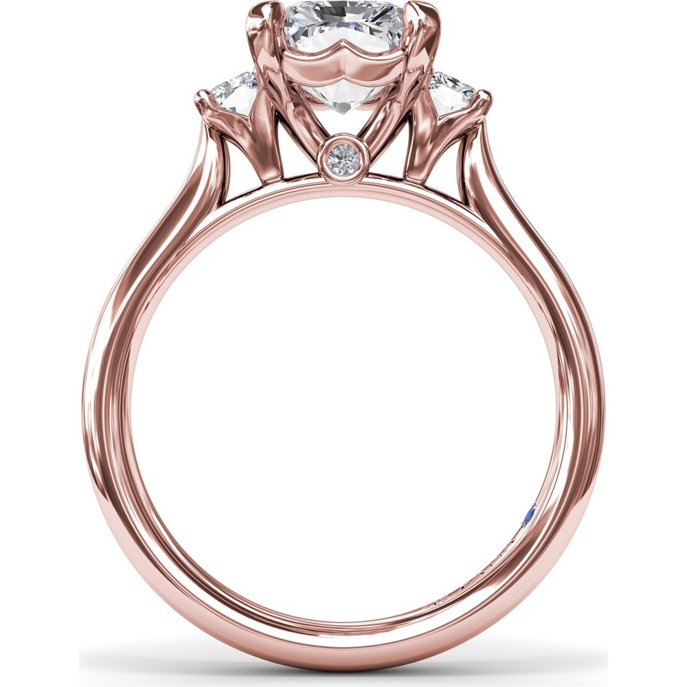 Three-Stone Engagement Ring Setting with Radiant-Cut Diamonds - 0.30 Carat Total Side Stone Weight by Fana