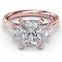Three-Stone Engagement Ring Setting with Radiant-Cut Diamonds - 0.30 Carat Total Side Stone Weight by Fana