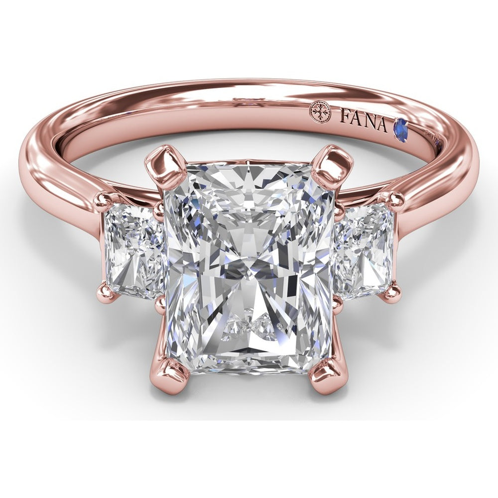 Three-Stone Engagement Ring Setting with Radiant-Cut Diamonds - 0.30 Carat Total Side Stone Weight by Fana