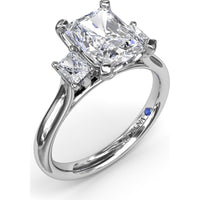 Three-Stone Engagement Ring Setting with Radiant-Cut Diamonds - 0.30 Carat Total Side Stone Weight by Fana