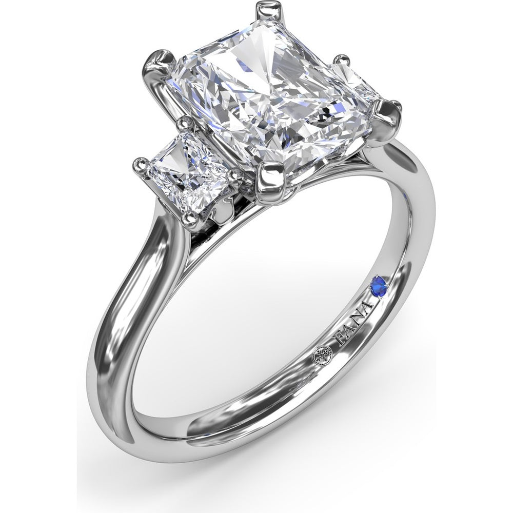 Three-Stone Engagement Ring Setting with Radiant-Cut Diamonds - 0.30 Carat Total Side Stone Weight by Fana
