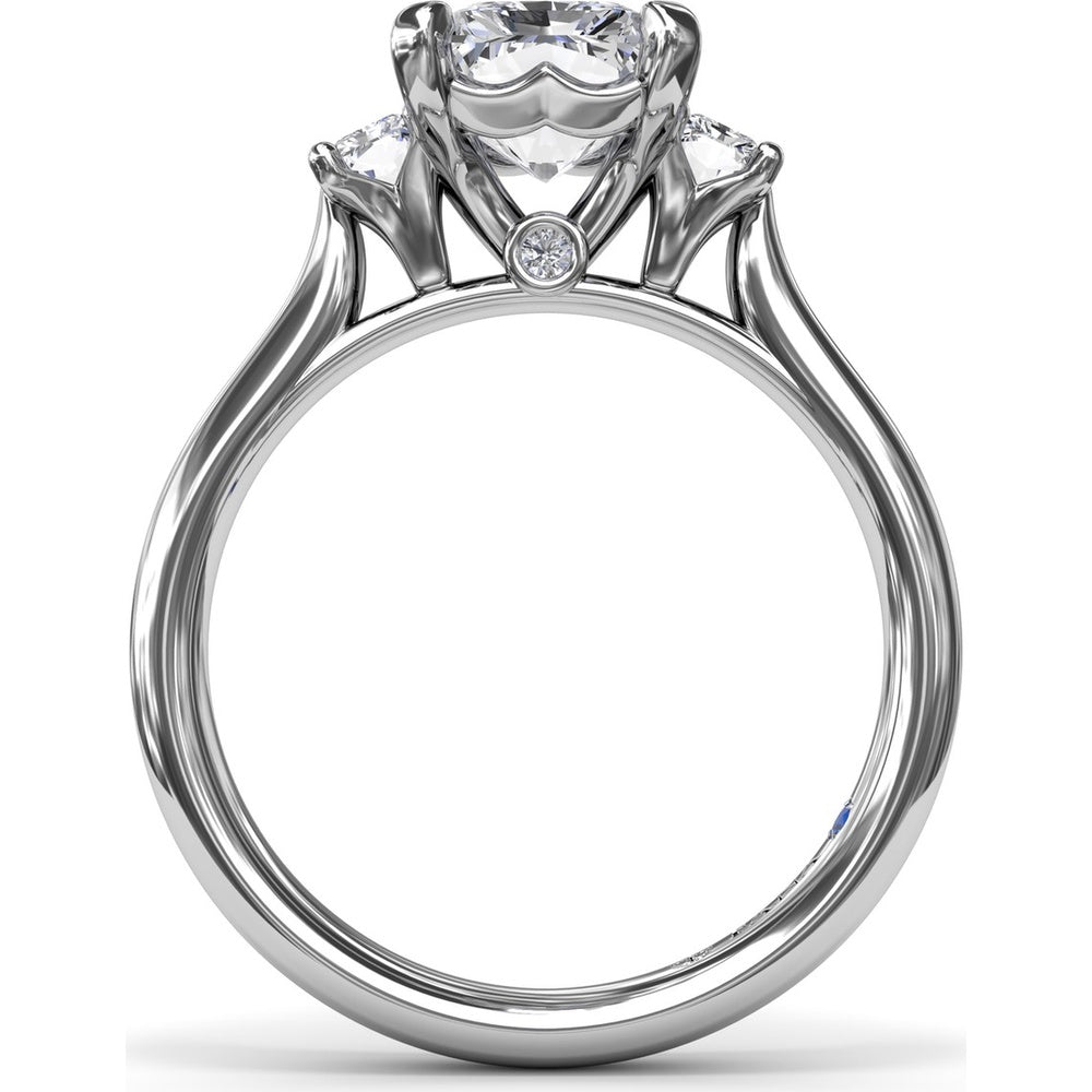 Three-Stone Engagement Ring Setting with Radiant-Cut Diamonds - 0.30 Carat Total Side Stone Weight by Fana