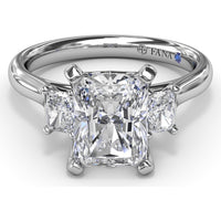Three-Stone Engagement Ring Setting with Radiant-Cut Diamonds - 0.30 Carat Total Side Stone Weight by Fana