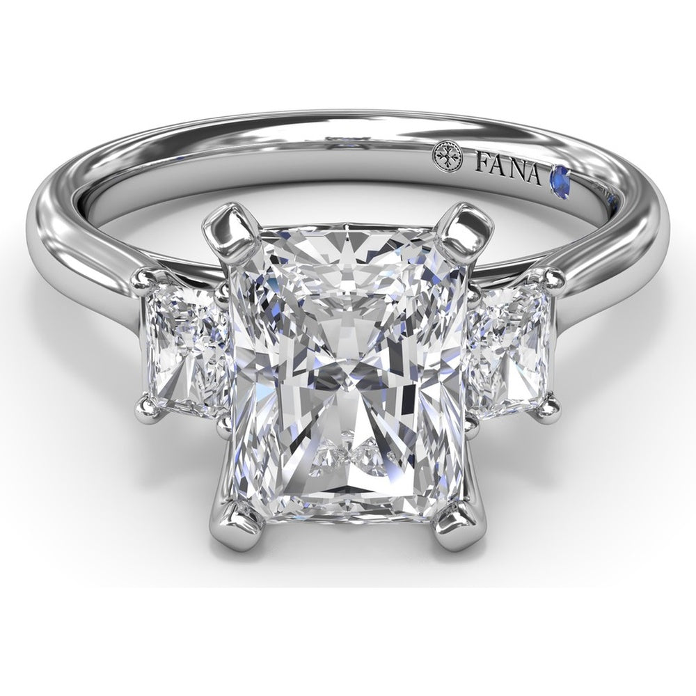 Three-Stone Engagement Ring Setting with Radiant-Cut Diamonds - 0.30 Carat Total Side Stone Weight by Fana