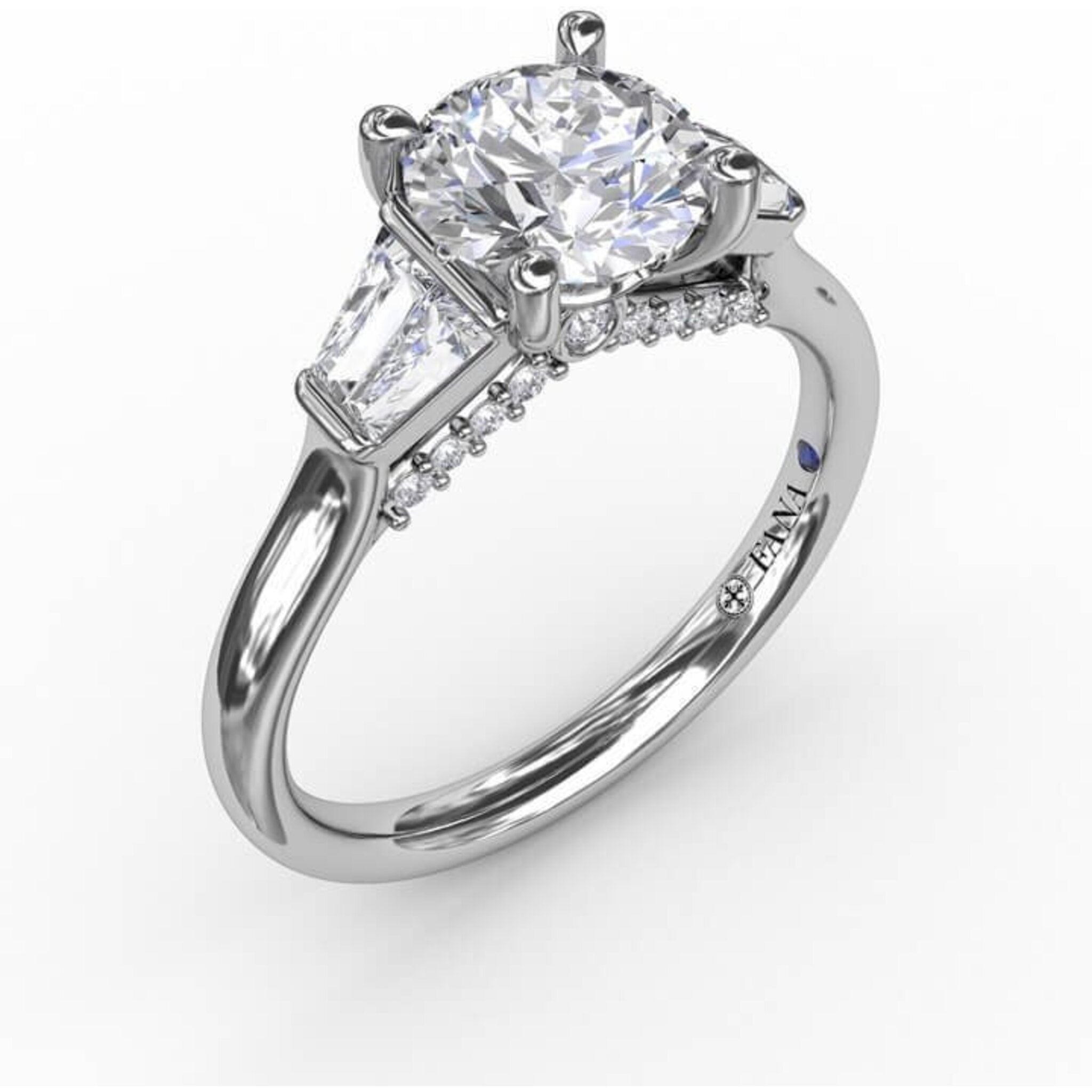 Fana Three-Stone Engagement Ring With Tapered Baguettes