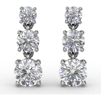 Three-Stone Graduated Round Diamond Drop Earrings by Fana - 1.82 Carat Total Diamond Weight