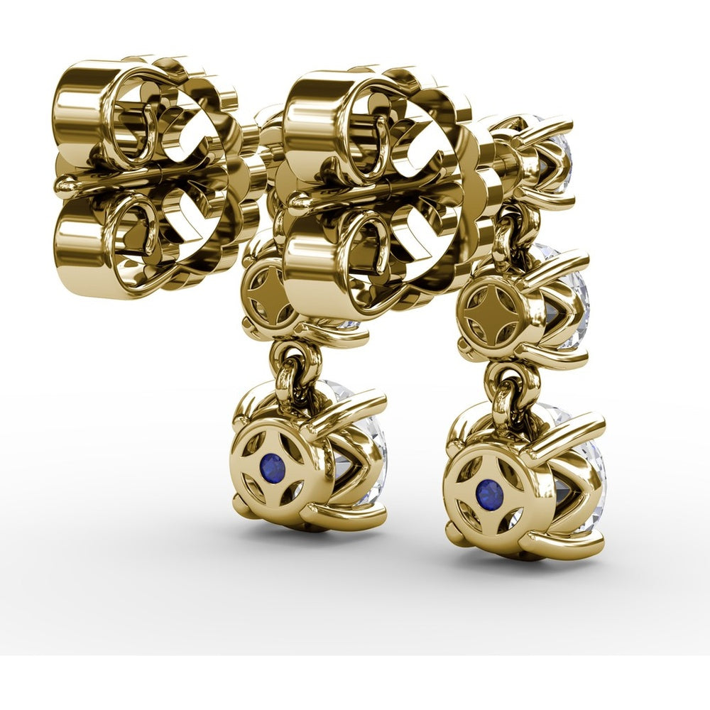 Three-Stone Graduated Round Diamond Drop Earrings by Fana - 1.82 Carat Total Diamond Weight