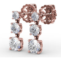 Three-Stone Graduated Round Diamond Drop Earrings by Fana - 1.82 Carat Total Diamond Weight