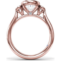 Three-Stone Oval Bezel Set Engagement Ring Setting with Peek-a-Boo Diamond by Fana - 0.22 Carat Total Diamond Weight