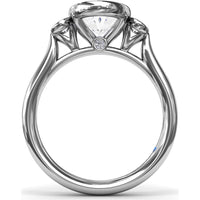 Three-Stone Oval Bezel Set Engagement Ring Setting with Peek-a-Boo Diamond by Fana - 0.22 Carat Total Diamond Weight