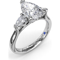 Three-Stone Pear Diamond Engagement Ring Setting with 0.44 Carat Total Diamond Weight by Fana