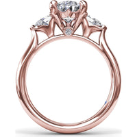 Three-Stone Pear Diamond Engagement Ring Setting with 0.44 Carat Total Diamond Weight by Fana