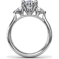 Three-Stone Pear Diamond Engagement Ring Setting with 0.44 Carat Total Diamond Weight by Fana