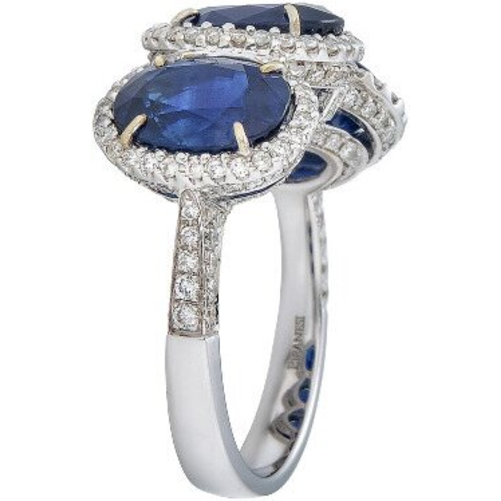 Piranesi - Three Stone Ring in Blue Sapphire - 18K White Gold