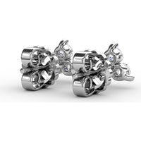 Three-Stone Round Diamond Cluster Stud Earrings by Fana - 0.63 Carat Total Diamond Weight