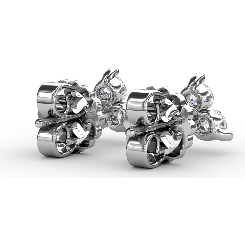 Three-Stone Round Diamond Cluster Stud Earrings by Fana - 0.63 Carat Total Diamond Weight