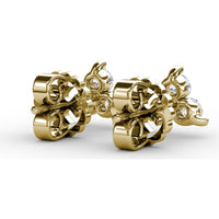 Three-Stone Round Diamond Cluster Stud Earrings by Fana - 0.63 Carat Total Diamond Weight