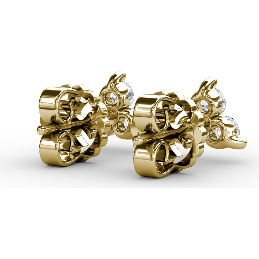 Three-Stone Round Diamond Cluster Stud Earrings by Fana - 0.63 Carat Total Diamond Weight