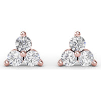 Three-Stone Round Diamond Cluster Stud Earrings by Fana - 0.63 Carat Total Diamond Weight