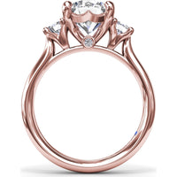 Three-Stone Round Diamond Engagement Ring Setting with Side Stones - 0.34 Carat Total Side Stone Weight by Fana