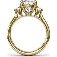Three-Stone Round Diamond Engagement Ring Setting with Side Stones - 0.34 Carat Total Side Stone Weight by Fana
