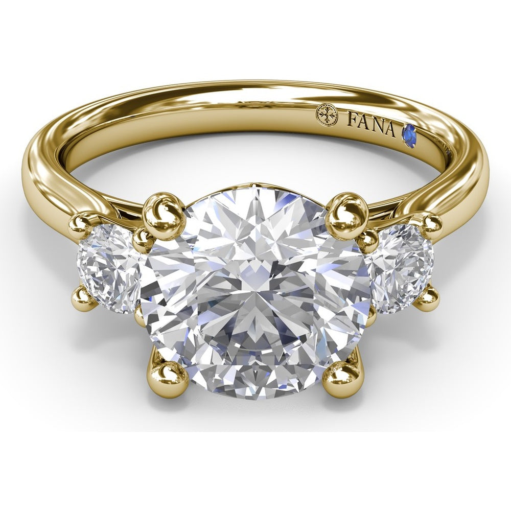 Three-Stone Round Diamond Engagement Ring Setting with Side Stones - 0.34 Carat Total Side Stone Weight by Fana