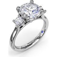 Three-Stone Round Diamond Engagement Ring Setting with Side Stones - 0.34 Carat Total Side Stone Weight by Fana