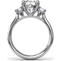 Three-Stone Round Diamond Engagement Ring Setting with Side Stones - 0.34 Carat Total Side Stone Weight by Fana
