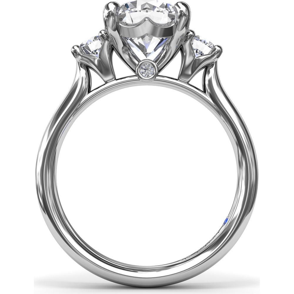 Three-Stone Round Diamond Engagement Ring Setting with Side Stones - 0.34 Carat Total Side Stone Weight by Fana