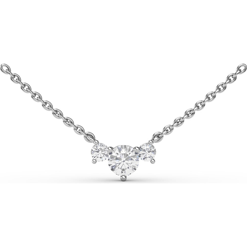 Three Stone Round Diamond Necklace by Fana - 0.58 Carat Total Diamond Weight