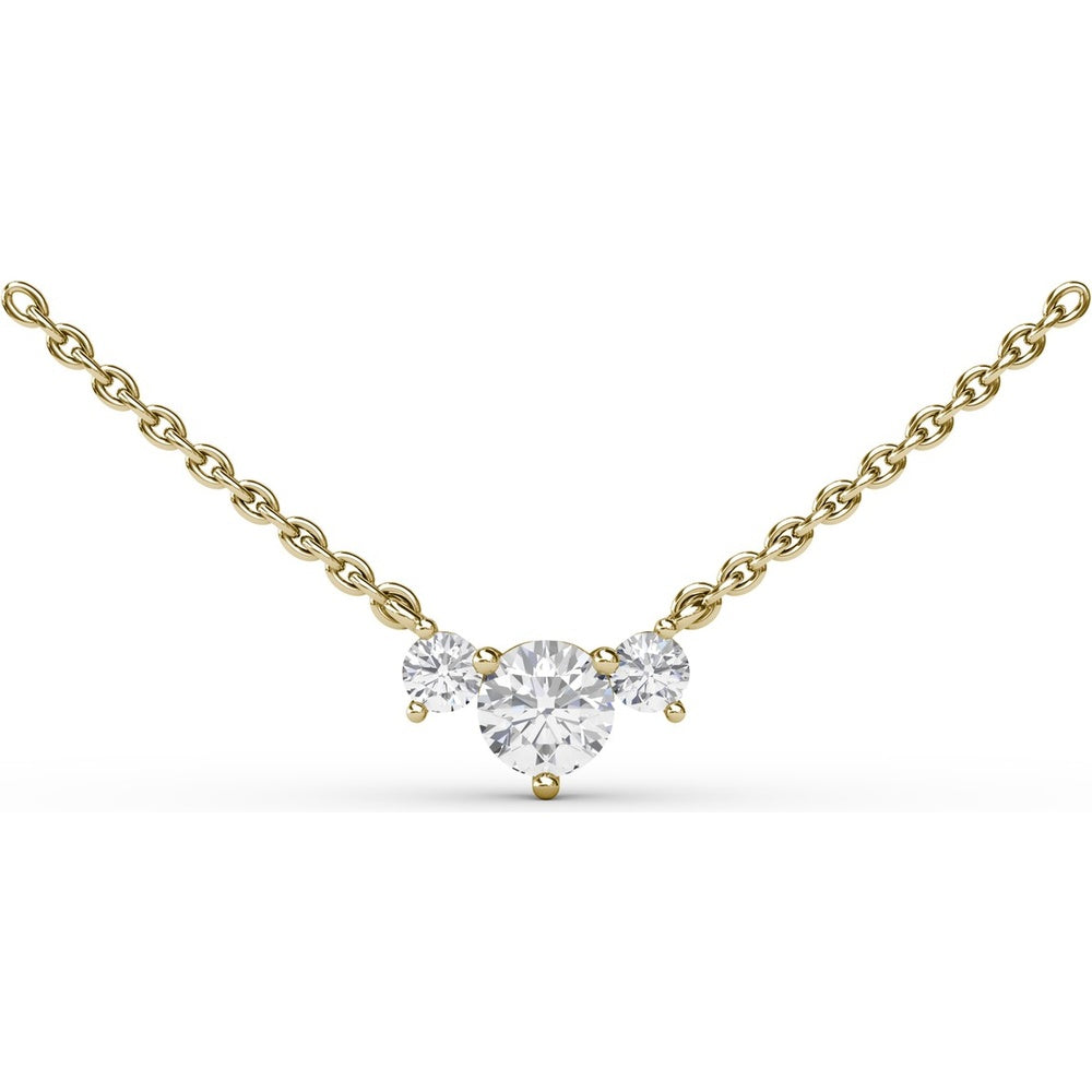 Three Stone Round Diamond Necklace by Fana - 0.58 Carat Total Diamond Weight