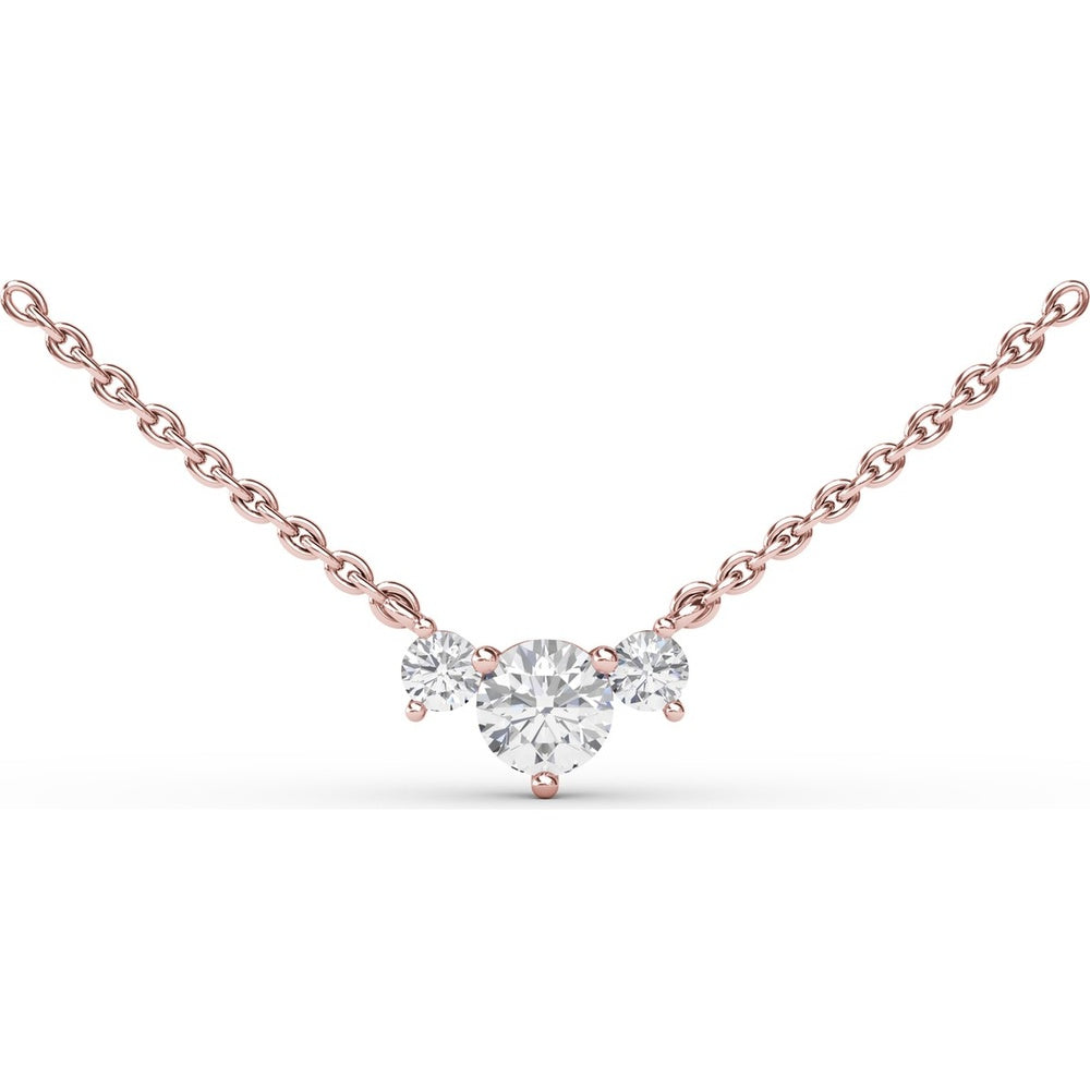 Three Stone Round Diamond Necklace by Fana - 0.58 Carat Total Diamond Weight