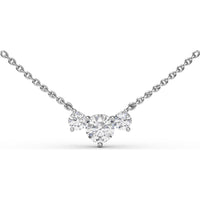 Three Stone Round Diamond Necklace with Cable Chain by Fana - 0.84 Carat Total Diamond Weight