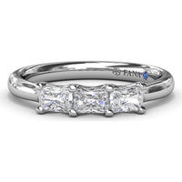 Three-Stone Wedding Band with Shared-Prong Set Radiant Cut Diamonds by Fana - 0.42 Carat Total Diamond Weight