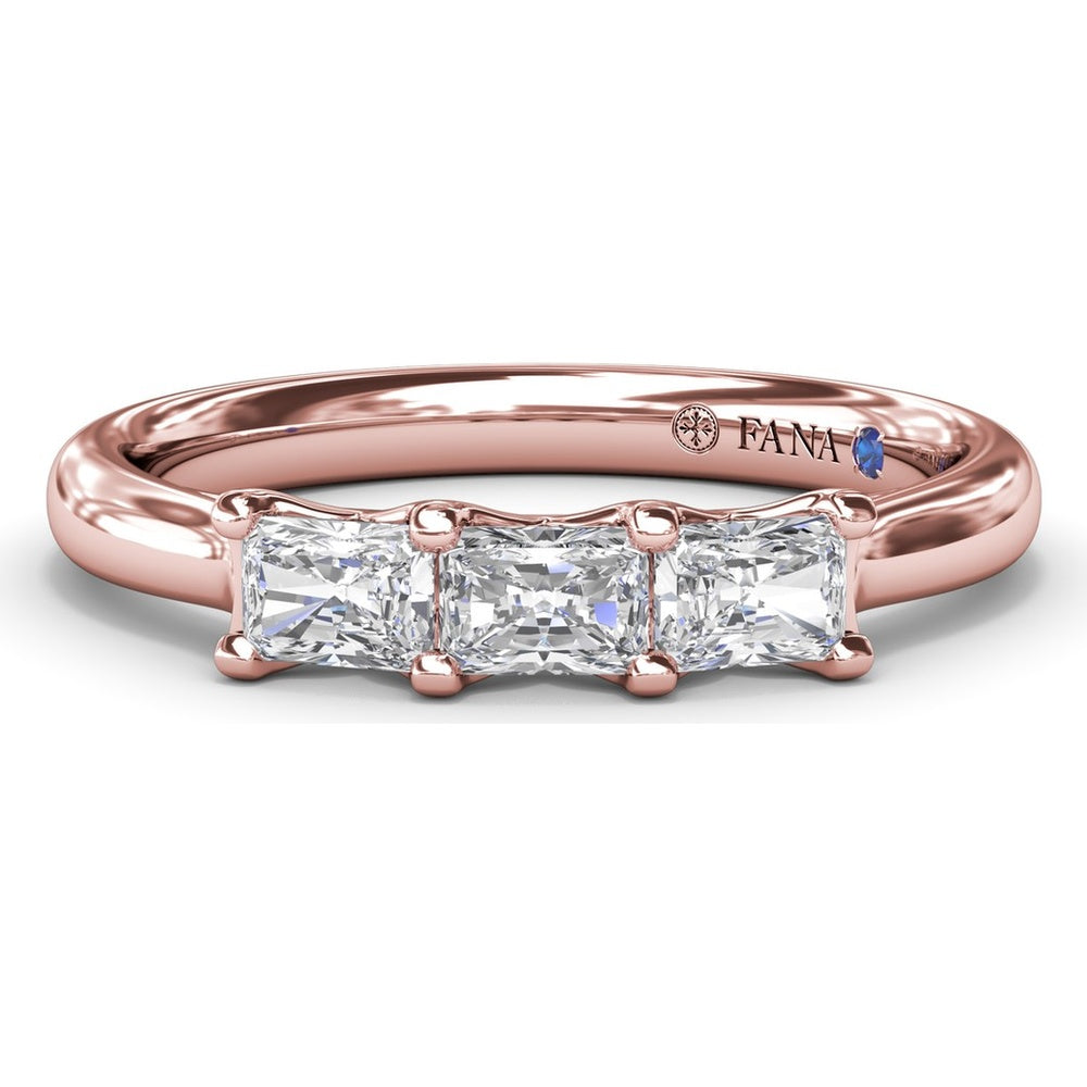 Three-Stone Wedding Band with Shared-Prong Set Radiant Cut Diamonds by Fana - 0.42 Carat Total Diamond Weight