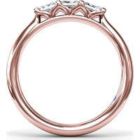 Three-Stone Wedding Band with Shared-Prong Set Radiant Cut Diamonds by Fana - 0.42 Carat Total Diamond Weight