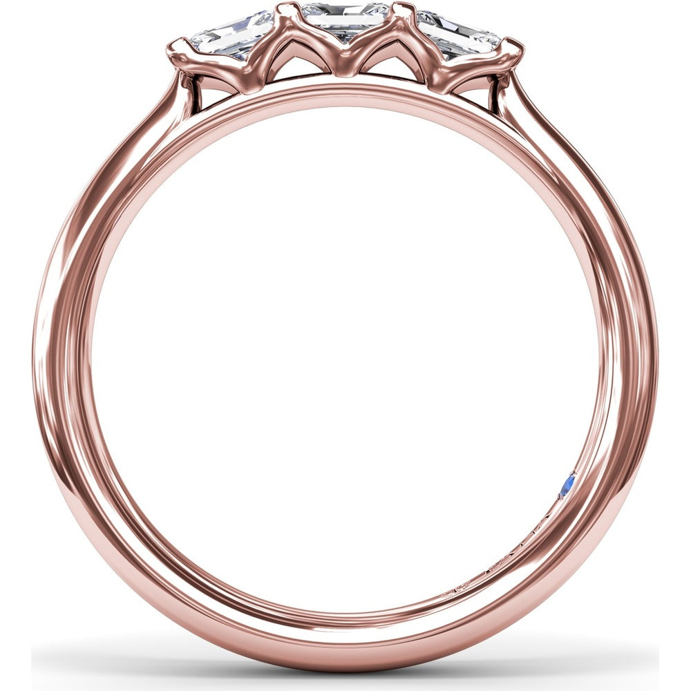 Three-Stone Wedding Band with Shared-Prong Set Radiant Cut Diamonds by Fana - 0.42 Carat Total Diamond Weight