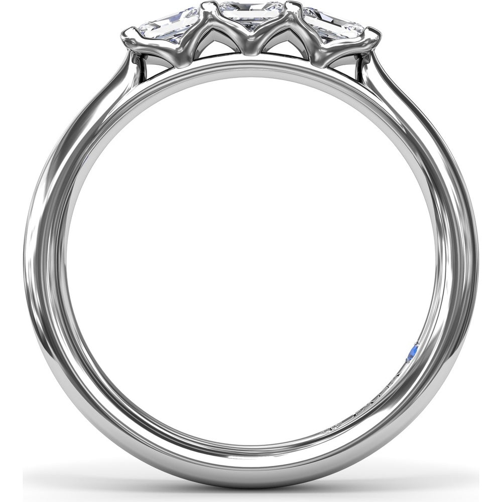 Three-Stone Wedding Band with Shared-Prong Set Radiant Cut Diamonds by Fana - 0.42 Carat Total Diamond Weight