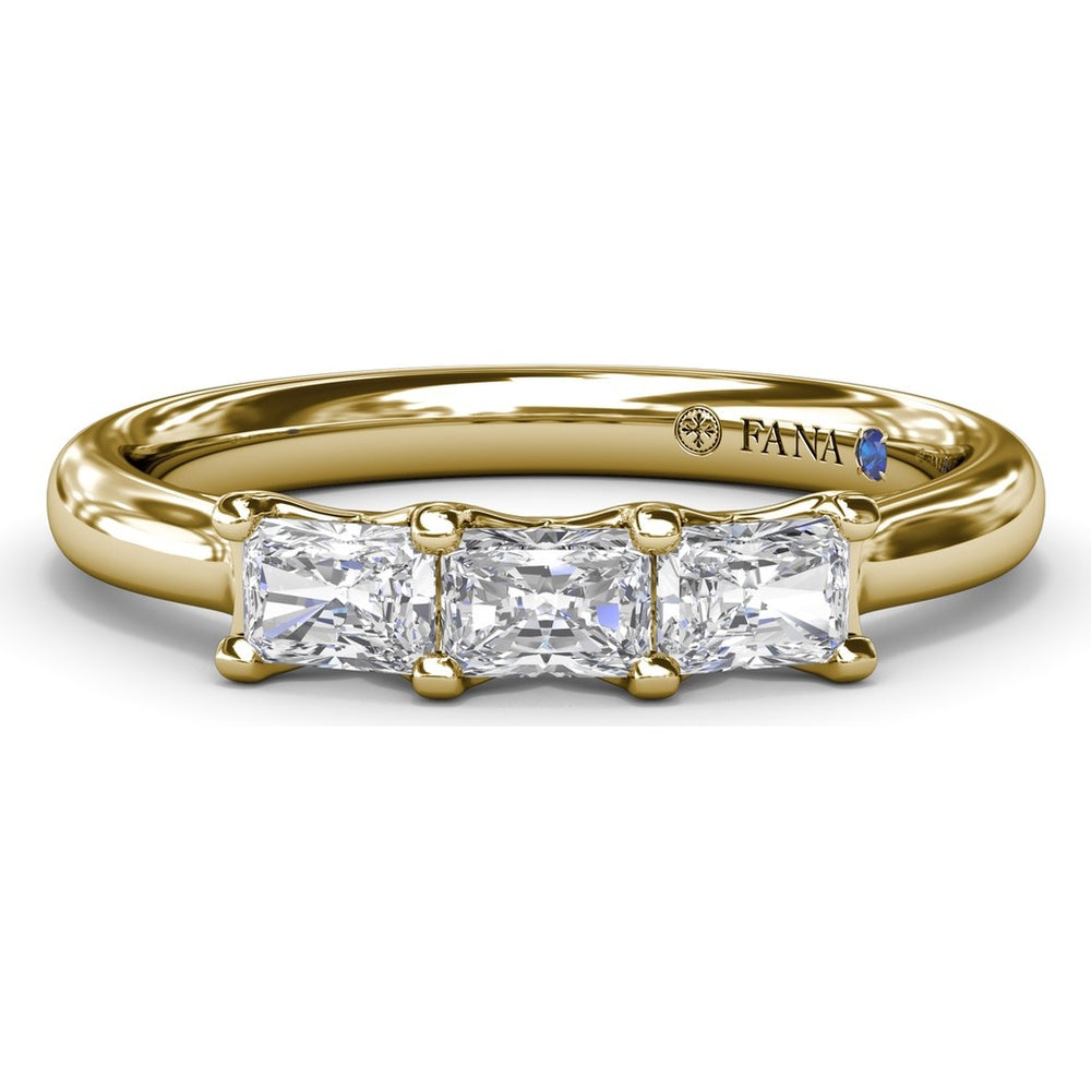 Three-Stone Wedding Band with Shared-Prong Set Radiant Cut Diamonds by Fana - 0.42 Carat Total Diamond Weight