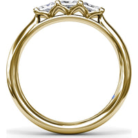 Three-Stone Wedding Band with Shared-Prong Set Radiant Cut Diamonds by Fana - 0.42 Carat Total Diamond Weight
