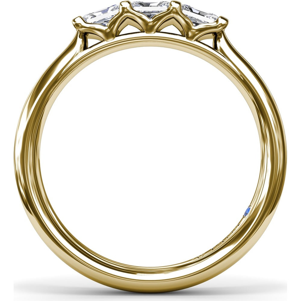 Three-Stone Wedding Band with Shared-Prong Set Radiant Cut Diamonds by Fana - 0.42 Carat Total Diamond Weight