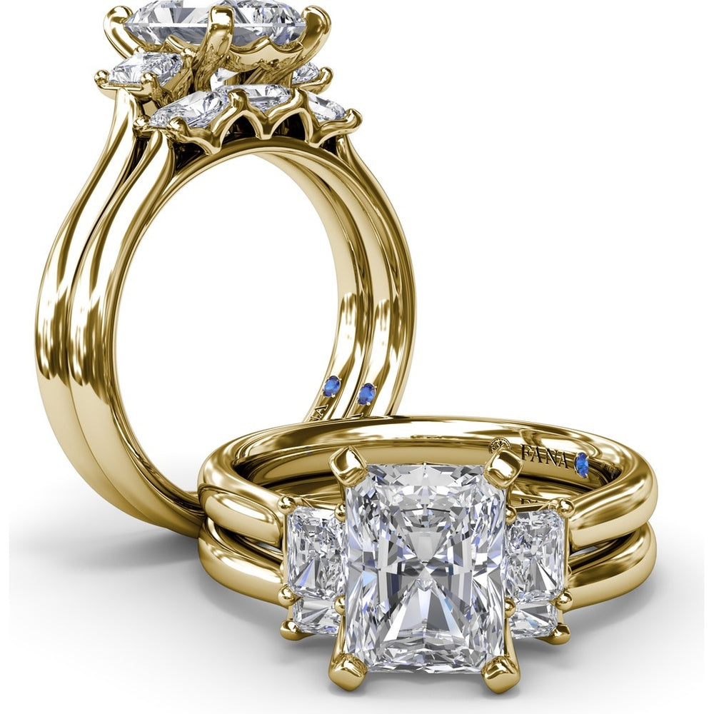Three-Stone Wedding Band with Shared-Prong Set Radiant Cut Diamonds by Fana - 0.42 Carat Total Diamond Weight