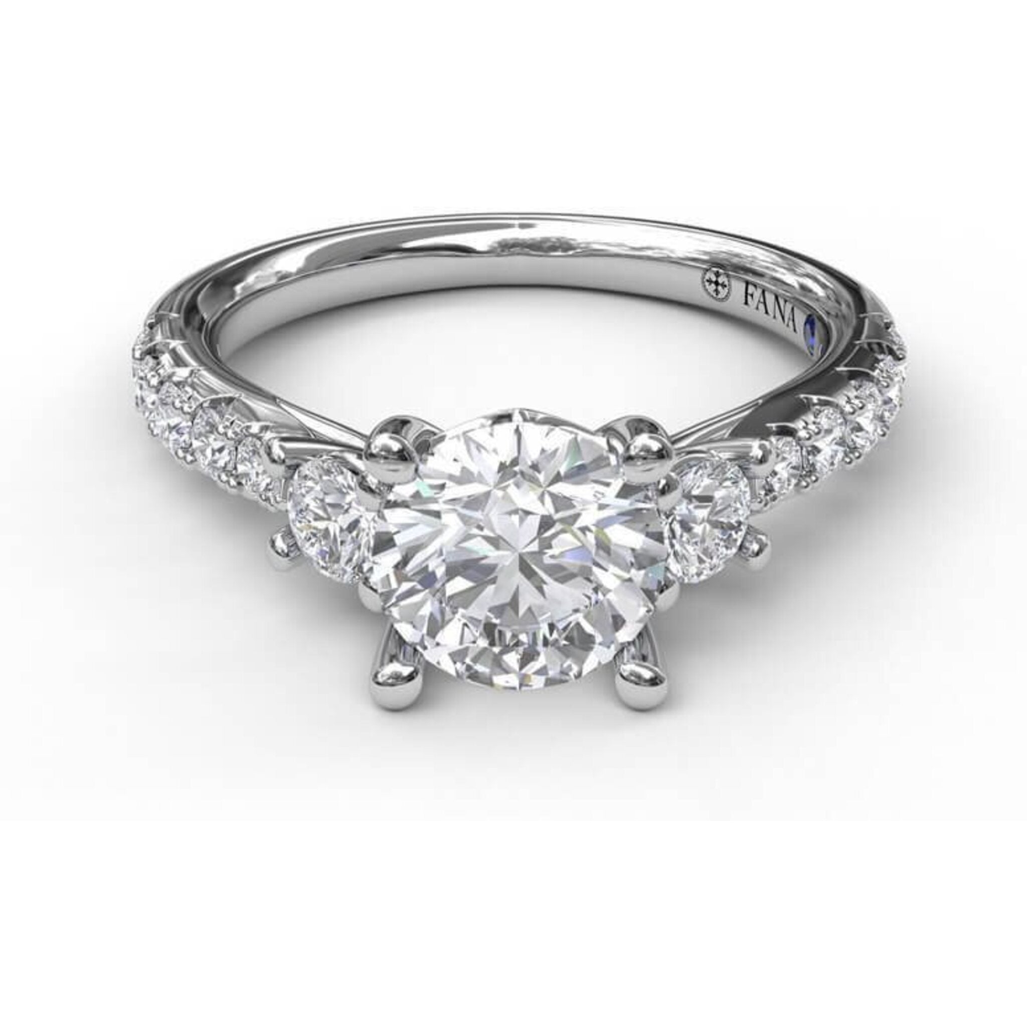 Fana Three Stone With Pave Engagement Ring