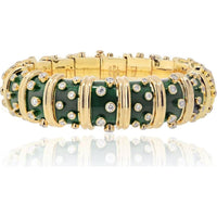 Tiffany & Co. 18K Yellow Gold Dark Green Enamel and Diamond Bangle Bracelet - 4.00 Carats Total Diamond Weight