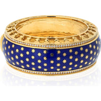 Tiffany & Co. Paloma Picasso 18K Yellow Gold Blue Enamel Star Bangle Bracelet with 2.30 Carat Total Round Diamond Weight