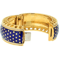 Tiffany & Co. Paloma Picasso 18K Yellow Gold Blue Enamel Star Bangle Bracelet with 2.30 Carat Total Round Diamond Weight