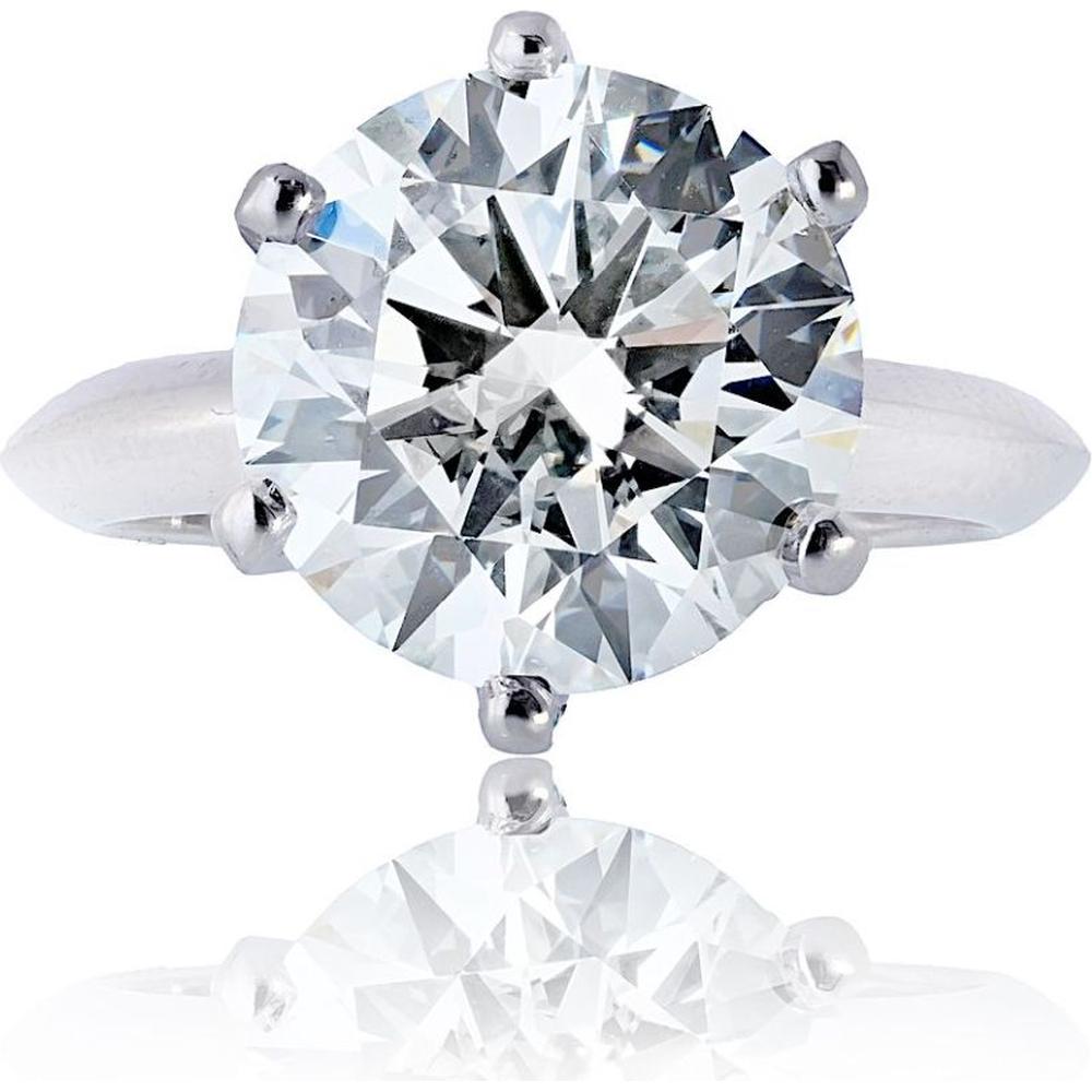 Tiffany & Co. Platinum 6-Prong Solitaire Engagement Ring with 5.02 Carat Round Diamond F/VS1 GIA Certified