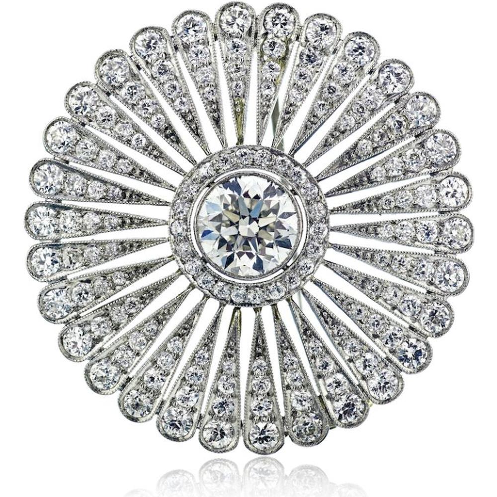 Tiffany & Co. Platinum Circle Brooch with Radiant Diamonds - 12.4 Grams