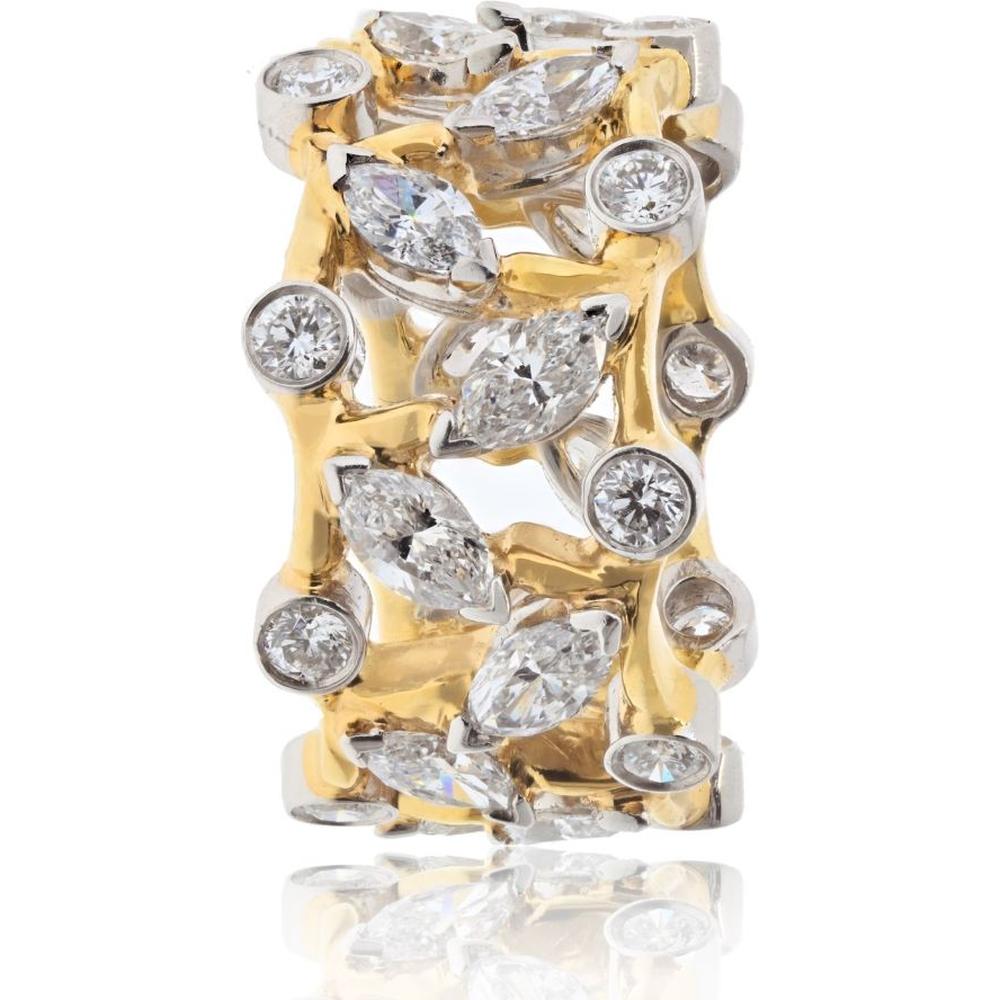 Tiffany & Co. Schlumberger Platinum & 18K Yellow Gold Vigne Diamond Ring - 2.65 Carat Total Diamond Weight