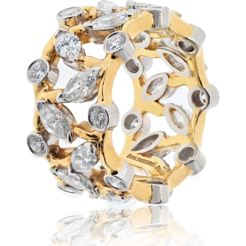 Tiffany & Co. Schlumberger Platinum & 18K Yellow Gold Vigne Diamond Ring - 2.65 Carat Total Diamond Weight